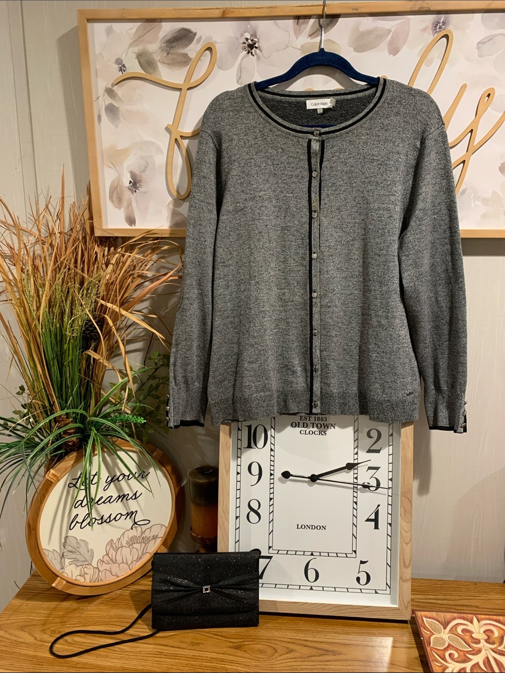 Calvin Klein Gray Button-Up Cardigan Sweater
